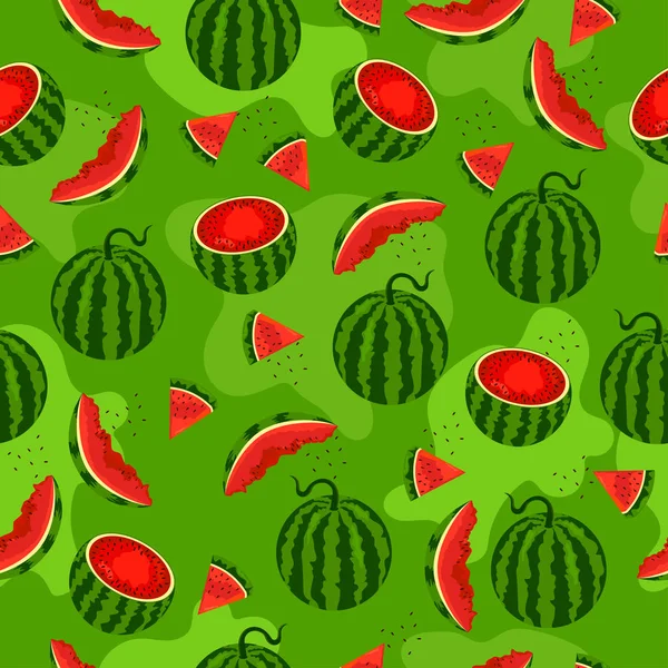 Seamless mönster med vattenmelon. Saftiga bakgrund. — Stock vektor