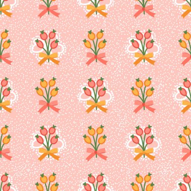 Çiçek ve yay ile zarif seamless modeli. Özgün ve doğal arka plan. 