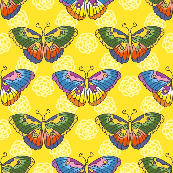 Parlak seamless modeli ile çizilmiş kelebek ver. Vektör arka plan. 