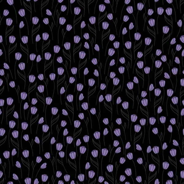 Beerdigungsmuster mit violetter Tulpe. Hintergrund der Trauer. — Stockvektor