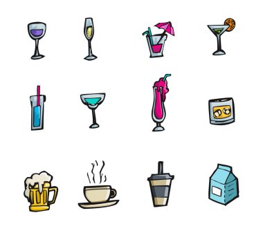 Vektör içecekler ve kokteyller Icon set