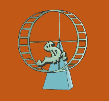Dolar işareti bir hamster tekerlek üzerinde çalışan.