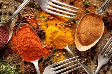Baharat ve otlar, üstten görünüm