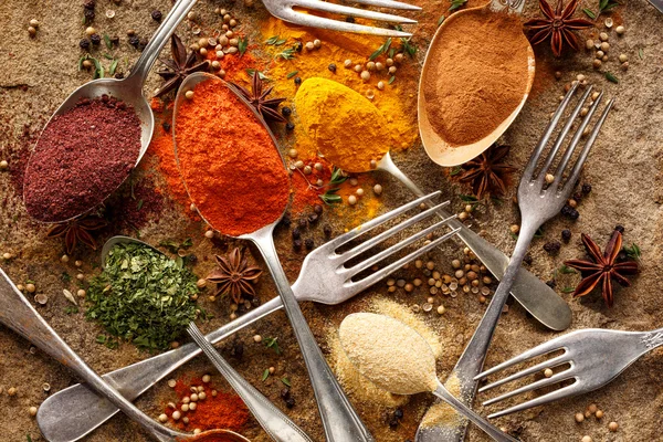Spices and herbs , top view — Stock Photo, Image