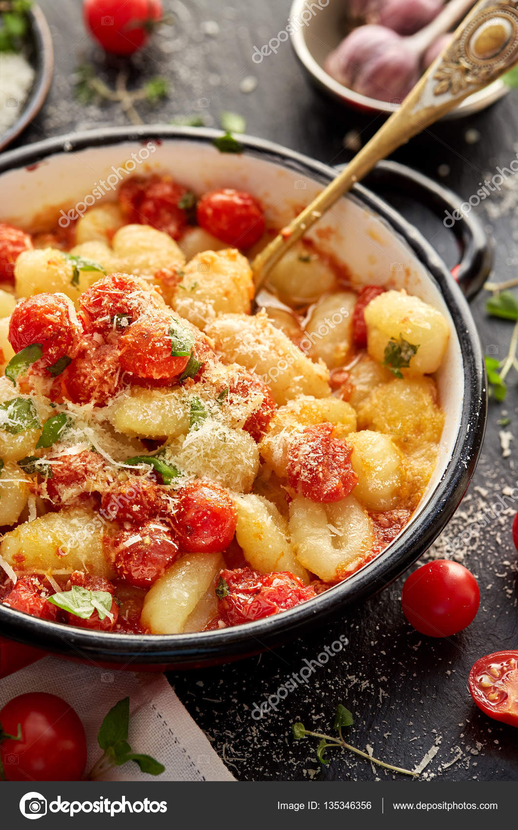Potato gnocchi with cherry tomato sauce Stock Photo by ©zi3000 135346356