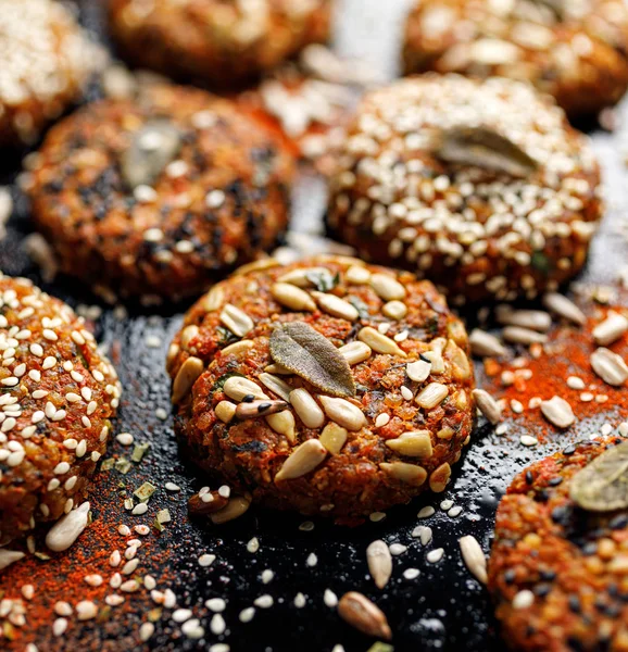 Veganistische Hamburgers Gebakken Veganistische Hamburgers Koteletten Gemaakt Van Wortelen Gierst — Stockfoto