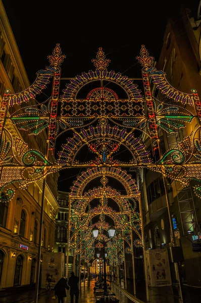 Moskova, Rusya - 9 Ocak 2016.:-Moskova sokaklarında Noel dekorasyon.