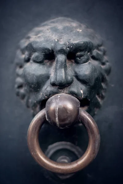 Close Antique Knocker Dark Background Vertical View — Stock Photo, Image