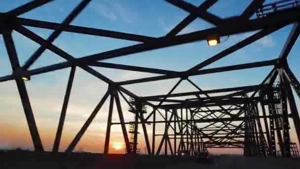 Puente camino Metal mañana — Vídeos de Stock