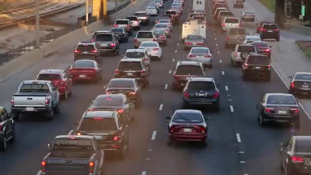 Molte auto sulle autostrade nel traffico di Chicago — Video Stock