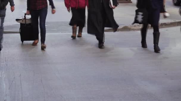 Átkelés a crosswalk, Matsuyama, Japán, láb csak névtelen ember — Stock videók
