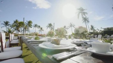meleklerim resort doğum altında Konuklar için bekleyen hyatt, maui, hawaii güzel hizmet düğün tablo