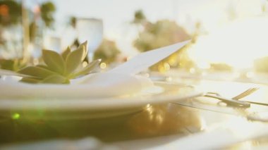 güzel düğün tablo ile beyaz plaka ve gençler, cultery çare hyatt, ada maui, hawaii