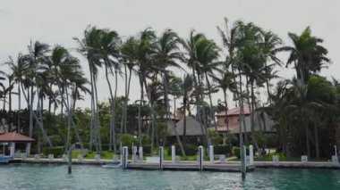 sunny Isles beach, miami gemilerde için özel dock ile sahilde güzel palmiye ağaçları arasında fasinating konak