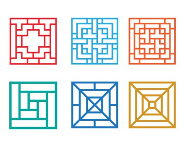 Çin tarzı desen penceresinde kare, vektör