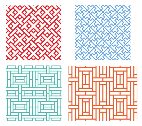 아시아 스타일의 완벽 한 복고풍 기하학적 퍼즐 패턴 — 스톡 벡터