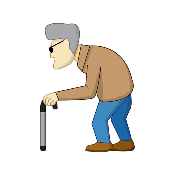 Vieil homme dans le style de dessin animé avec ombre — Image vectorielle