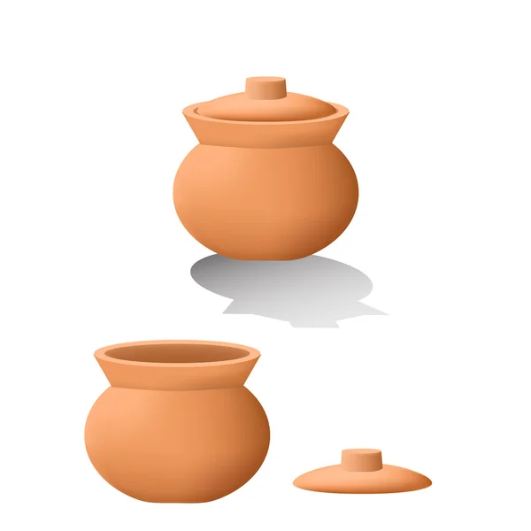Pot d'argile asiatique traditionnel en 3D. vecteur de maille — Image vectorielle