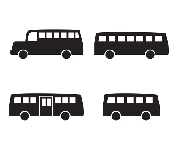 Set of big bus icons in simple silhouette style — Stock Vector