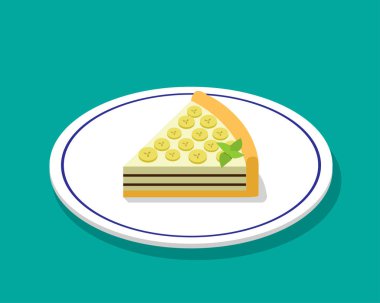 Muz peynir pasta 3d karikatür tarzında vektör