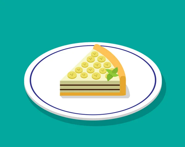 Muz peynir pasta 3d karikatür tarzında vektör — Stok Vektör