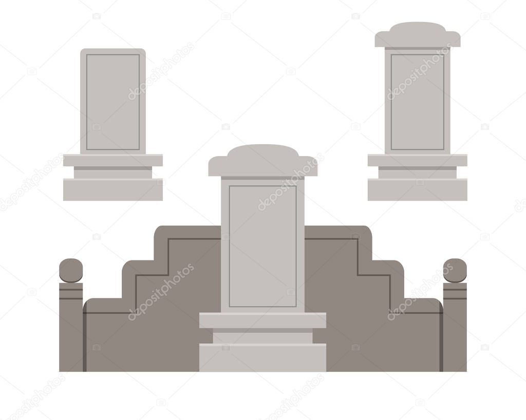 Traditional Chinese tombstone in flat style