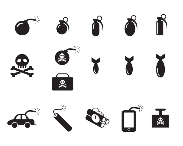 TNT and Poison bomb icons in silhouette style — Stock Vector