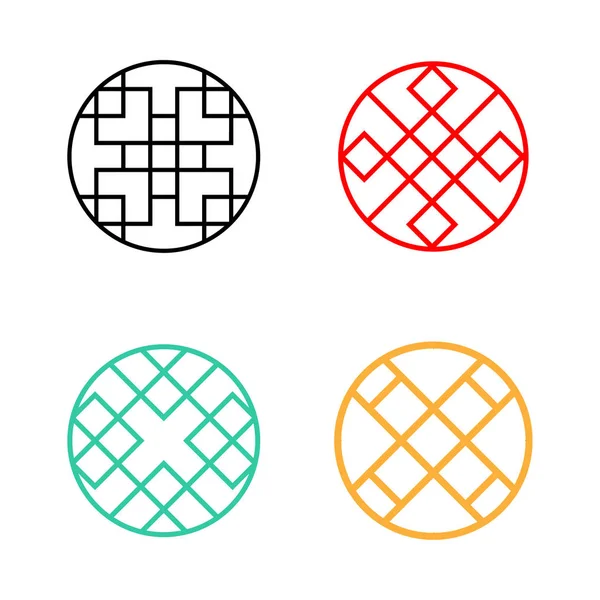 Set van Koreaanse patroon venster cirkelframe — Stockvector