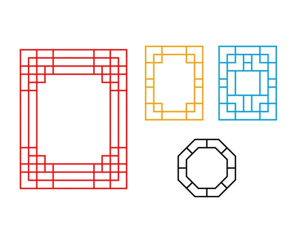 Rectángulo ventana china con patrón, vector — Archivo Imágenes Vectoriales