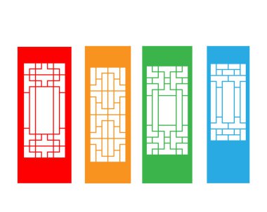 Kore kapı kümesi üzerinde beyaz, vektör izole