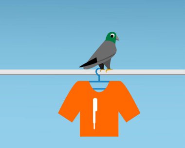 Kötü Pigeon Kuş boku t-shirt üzerinde vektör