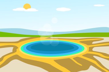 Yellowstone Gölü manzara vektör tasarımı