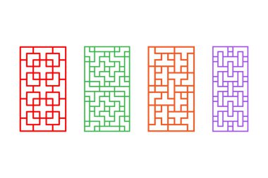 Dikdörtgen Çin desen pencere çerçeve kümesi