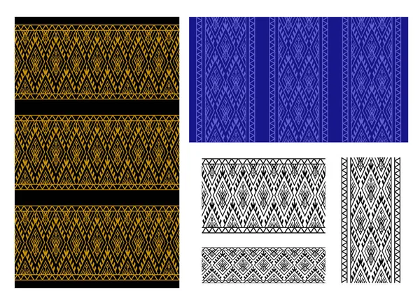 シームレスなタイの部族のパターンや罫線 — ストックベクタ