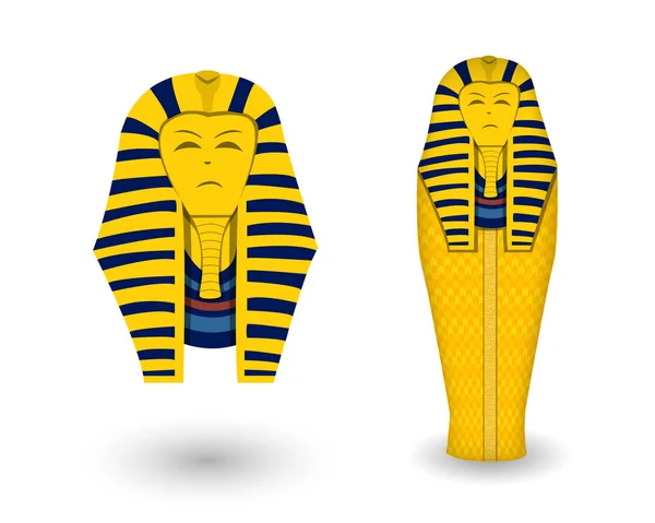 Cercueil et masque Pharaon sur blanc, vecteur — Image vectorielle