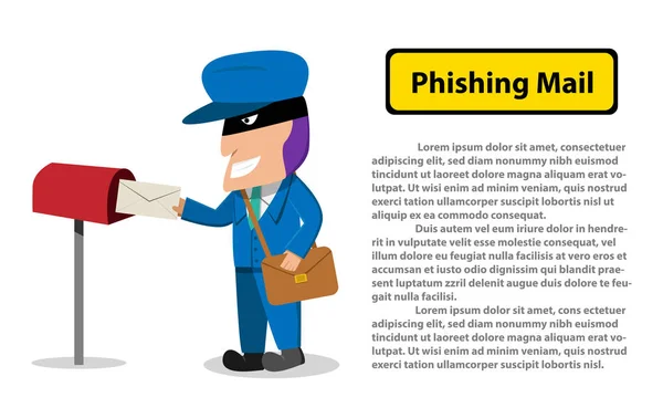 Hacker send a phishing mail to victim, Vector — Stock Vector