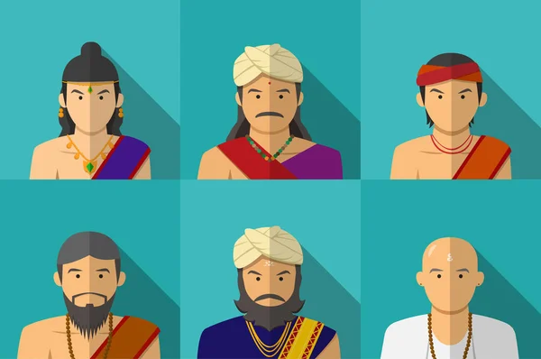 Porträt von Indianern in traditioneller Tracht — Stockvektor