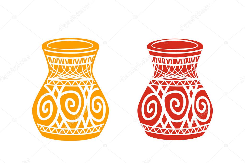 Ancient tribal pottery shop icon, vector design