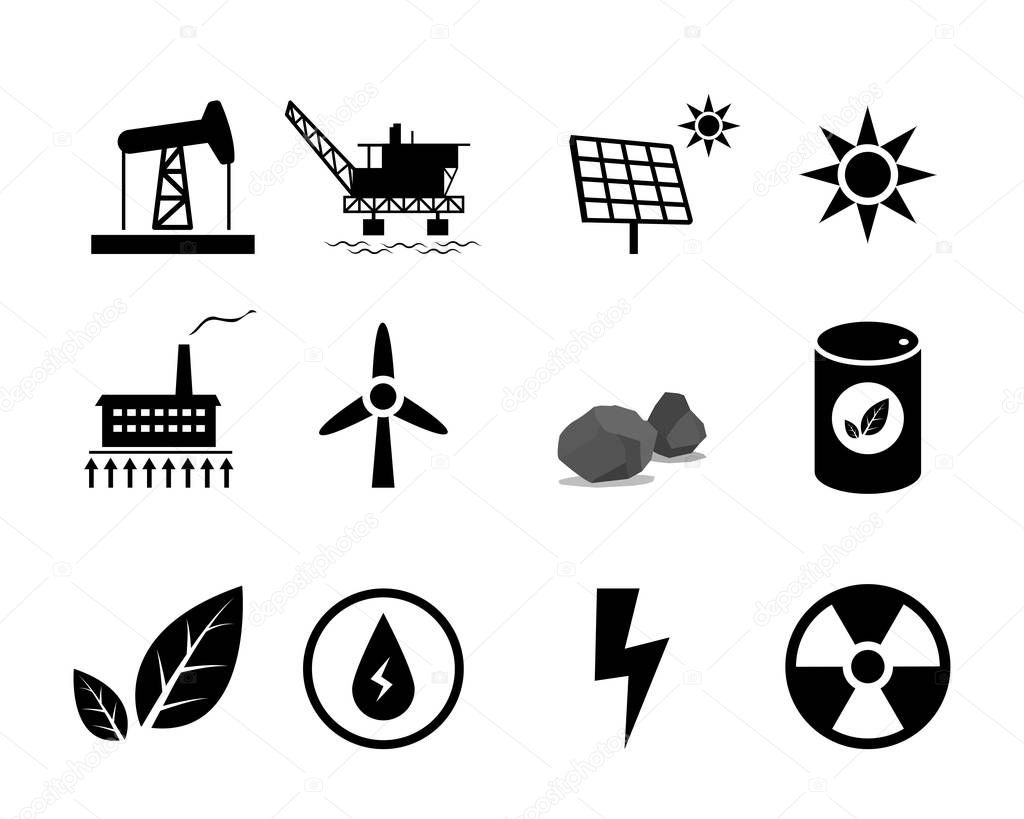 Set of Electricity generation icon for infographic