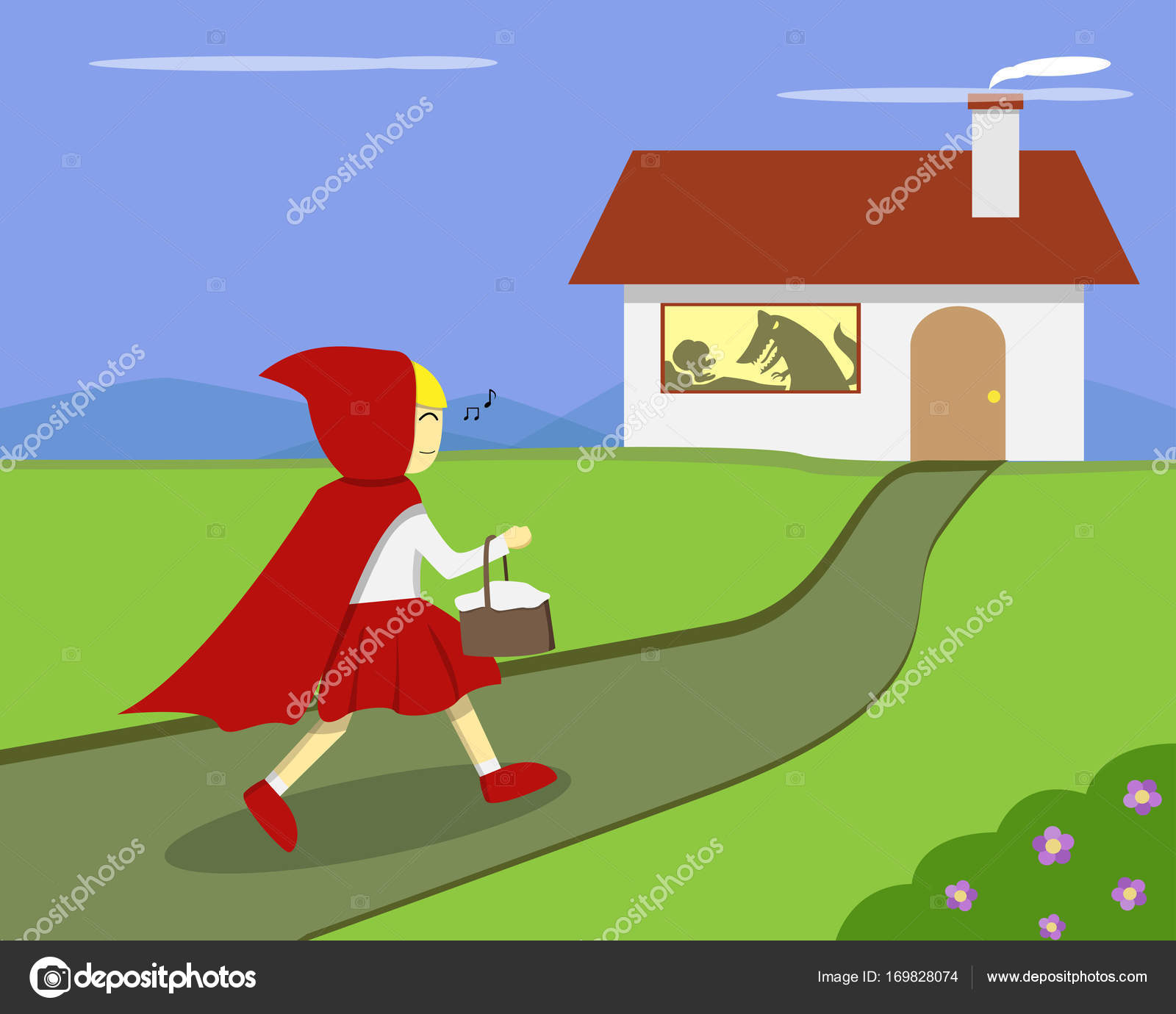 Little Red Riding Hood go to grandma's house Stock Vector Image by  ©jiaking1 #169828074
