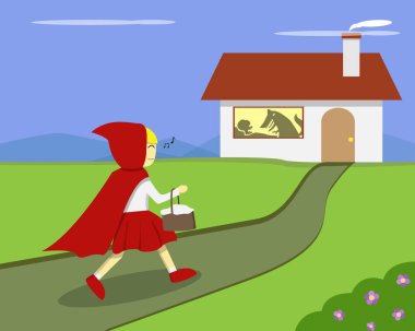 Little Red Riding Hood go to grandma's house clipart