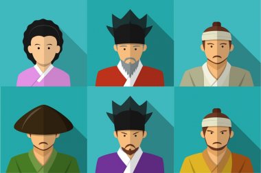 Kore halkının geleneksel kostüm portresi