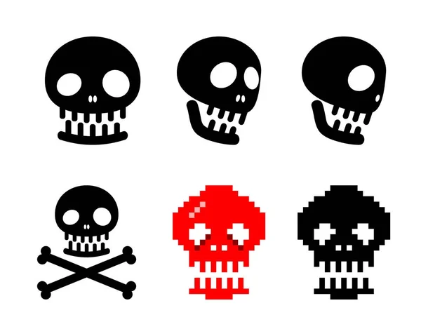 Set of human skull icon, vector — Stock Vector