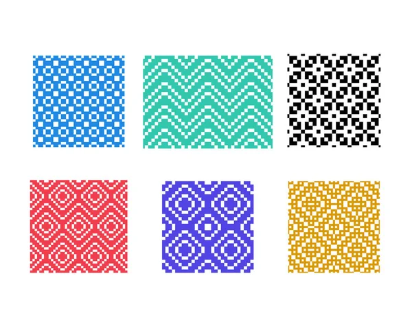 Conjunto de padrão de pixel sem costura em branco, vetor — Vetor de Stock