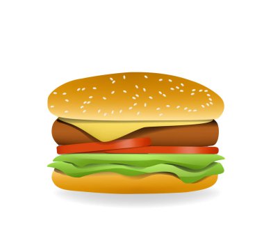 3D hamburger, yan görünüm, vektör