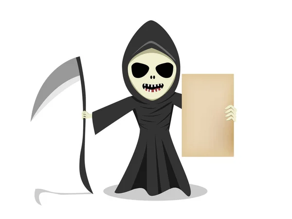 Grim reaper show empty old paper, vector — Stock Vector