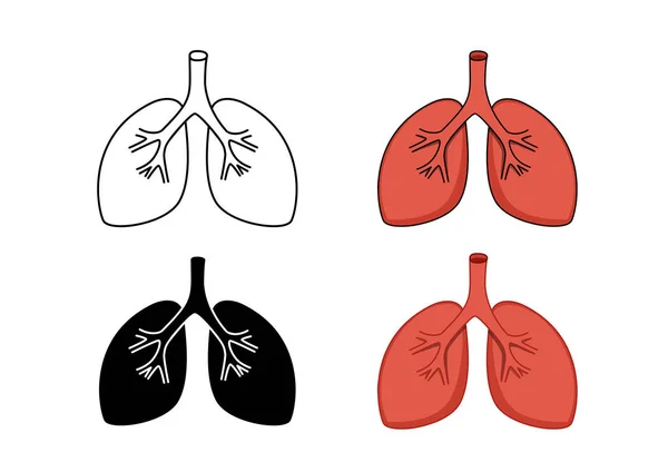 Conjunto de ícone de pulmão, arte vetorial — Vetor de Stock