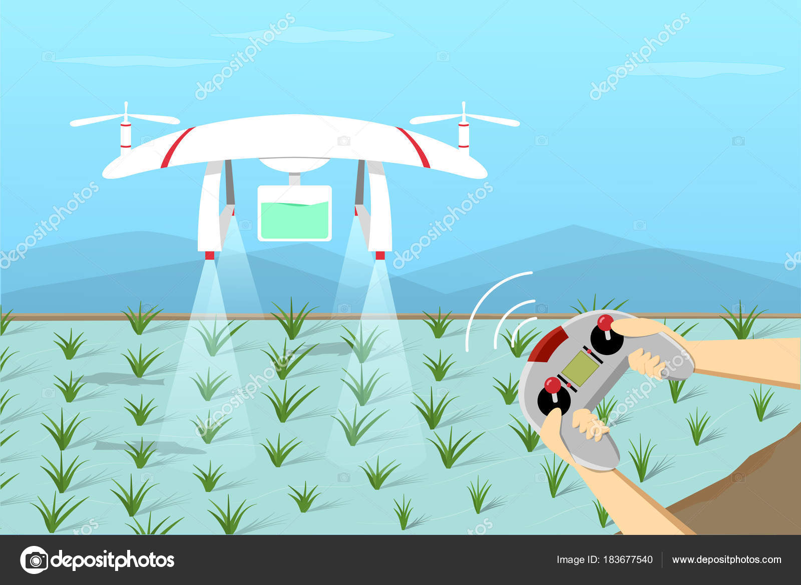 Agriculture Drone Fly On Paddy By Remote Control Vector Image By C Jiaking1 Vector Stock
