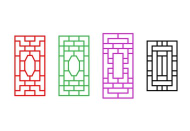 Çin dikdörtgen pencere çerçeve vektör tasarımı