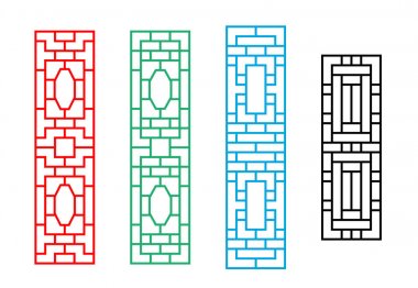 Çin dikdörtgen pencere çerçeve vektör tasarımı